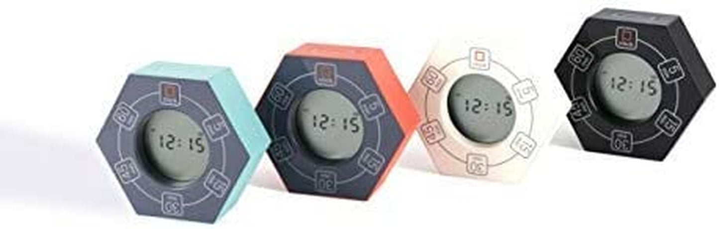Hexagon Rotating Productivity Clock, Pomodoro Timer with 5,15, 30, 45, 60 Minute Presets, Timer for People with ADHD (White)