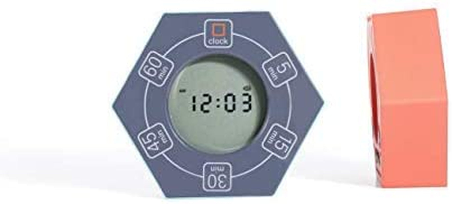 Hexagon Rotating Productivity Clock, Pomodoro Timer with 5,15, 30, 45, 60 Minute Presets, Timer for People with ADHD (White)