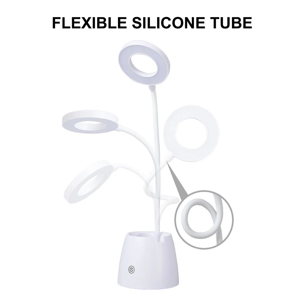 Desk Lamp LED USB Desktop Light with Pen Holder Flexible Touch Dimmable Memory Bed Read Table Study Light Able Powered