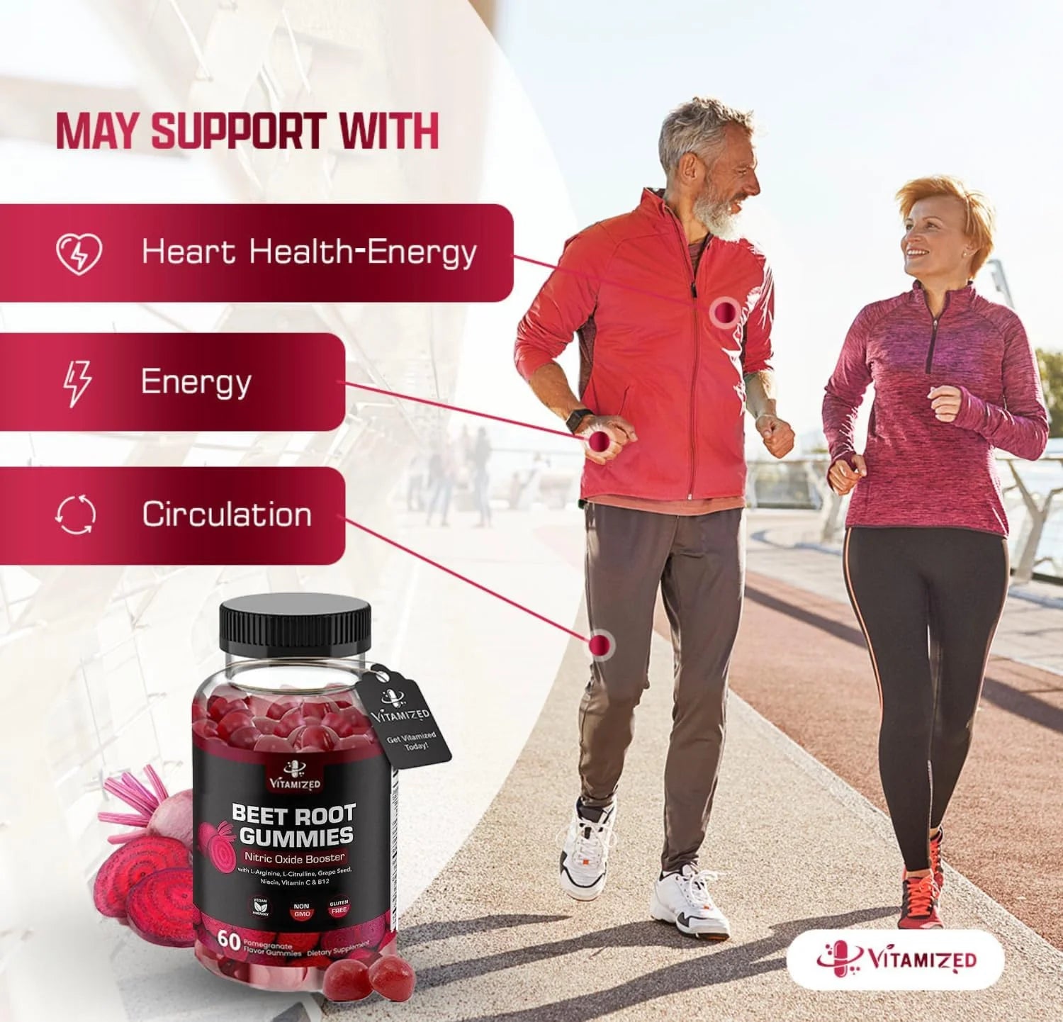 VITAMIZED Beetroot Gummies 1000Mg - Nitric Oxide Supplement