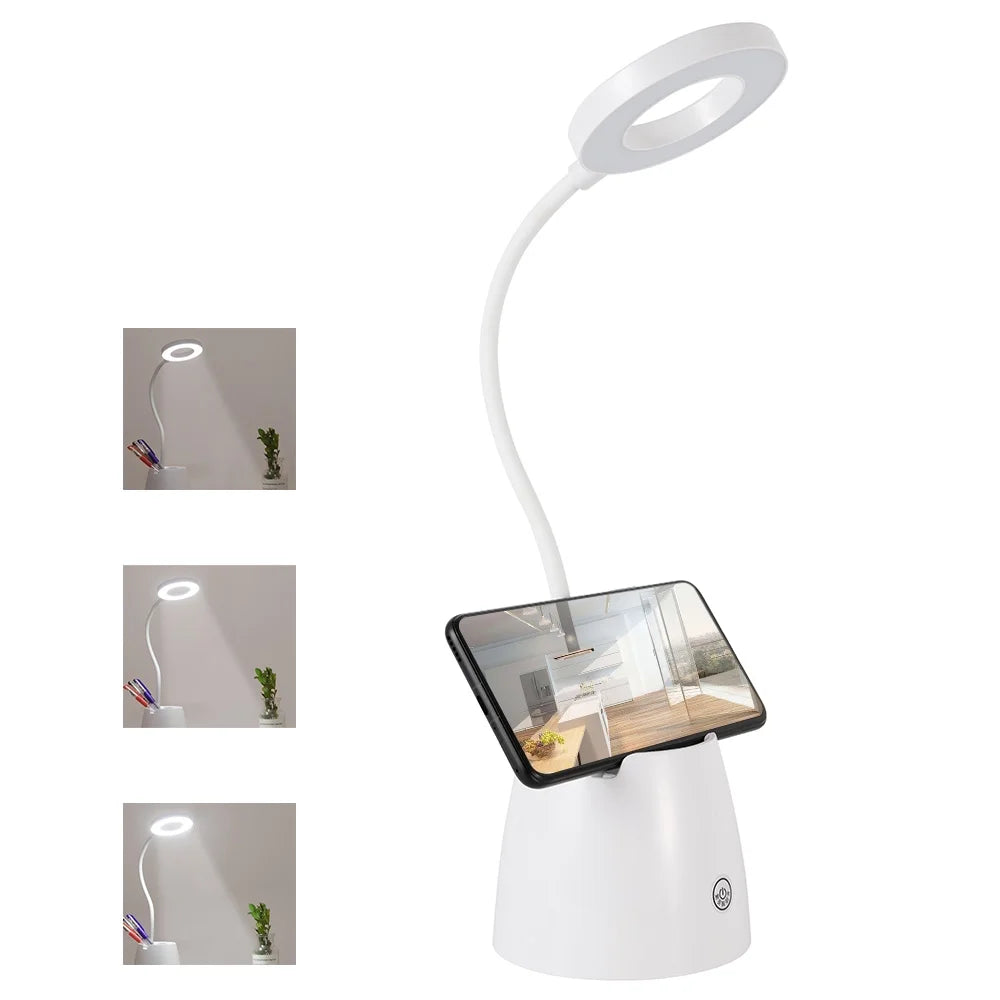 Desk Lamp LED USB Desktop Light with Pen Holder Flexible Touch Dimmable Memory Bed Read Table Study Light Able Powered
