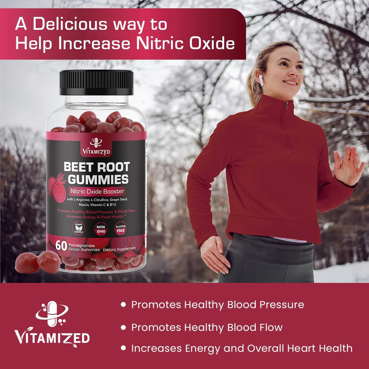 VITAMIZED Beetroot Gummies 1000Mg - Nitric Oxide Supplement